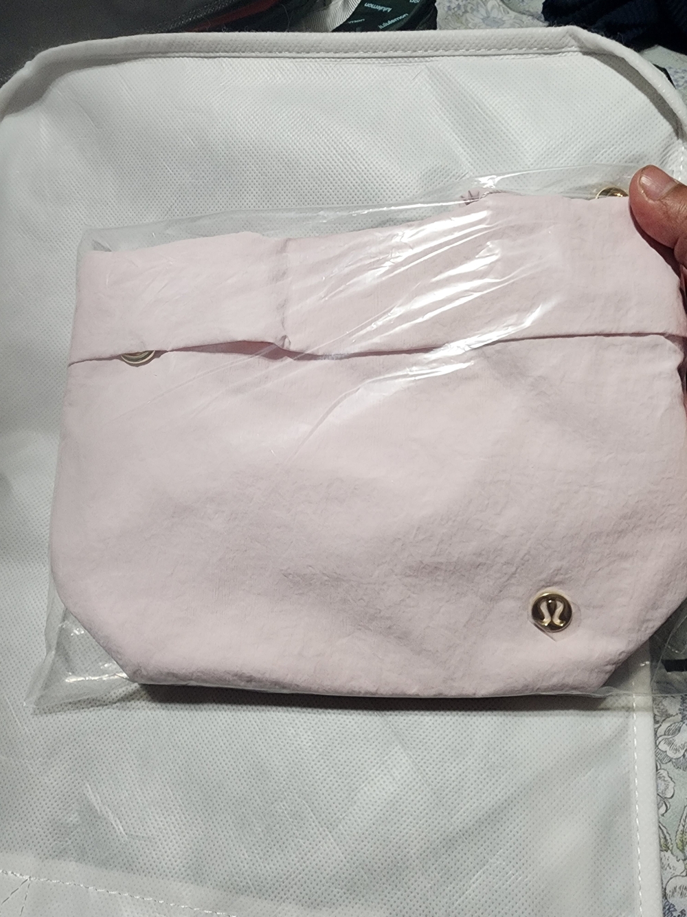 lululemon athletica Light Pink On My Level Small Tote Bag with Gold Logo